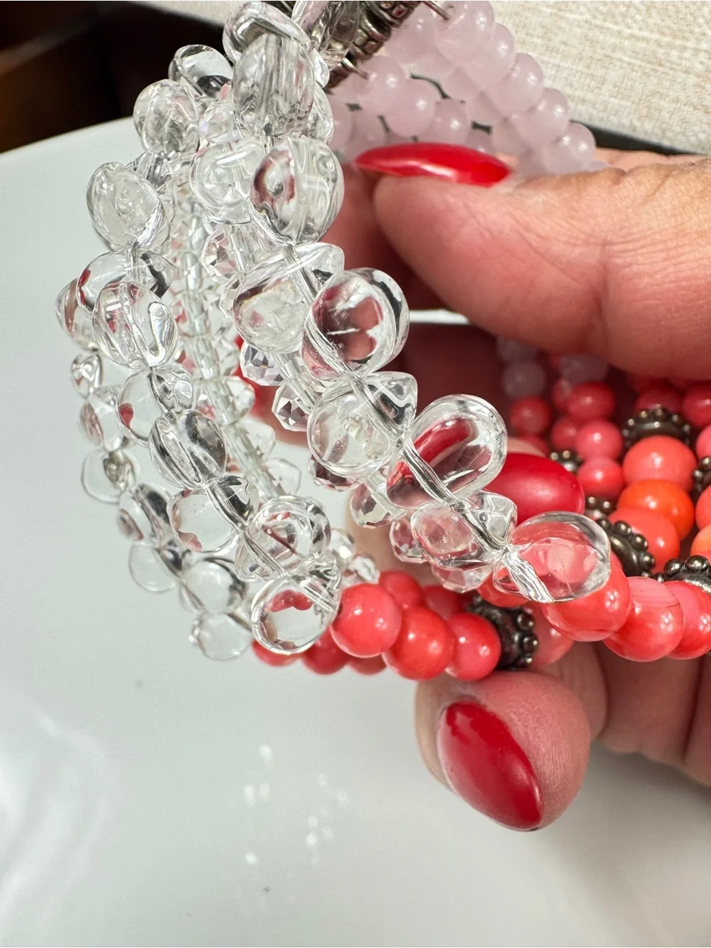 Silver Stack Glass Beads Bracelet
